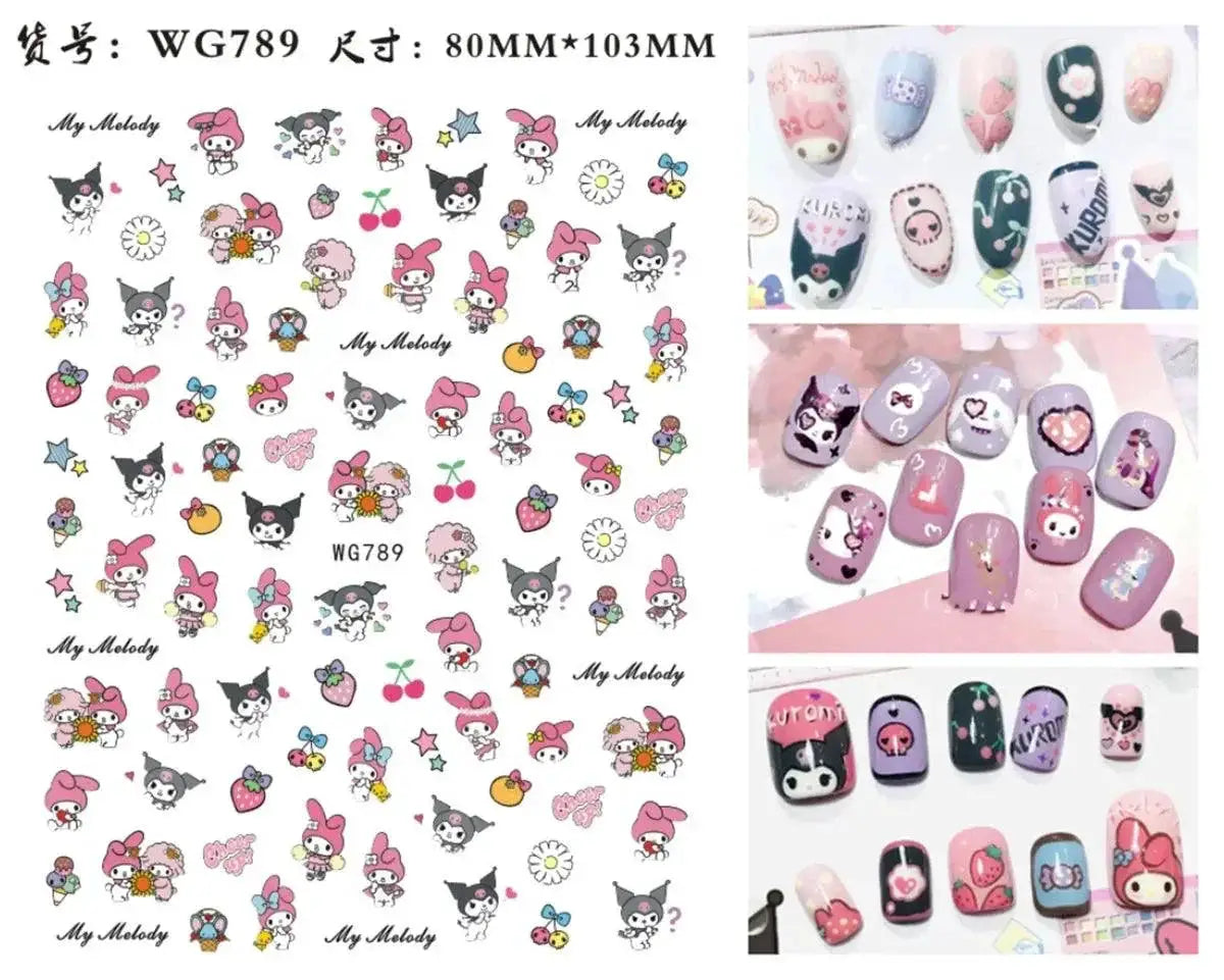 Hello Kitty Nail Sticker Set For Nail Art Cute Cartoon