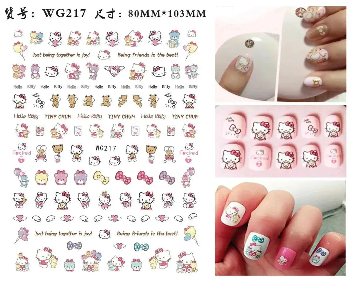 Hello Kitty Nail Sticker Set For Nail Art Cute Cartoon