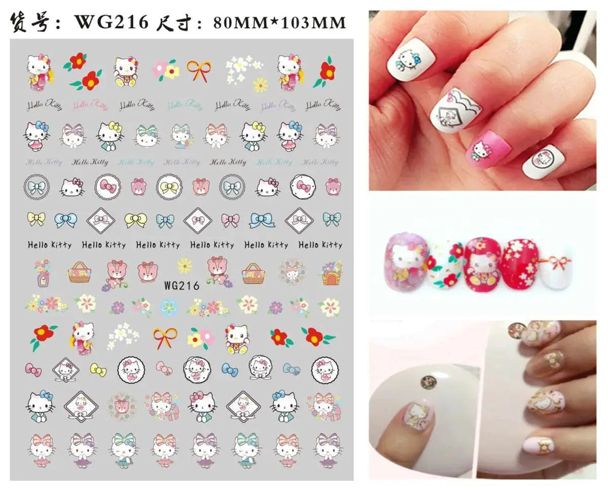 Hello Kitty Nail Sticker Set For Nail Art Cute Cartoon