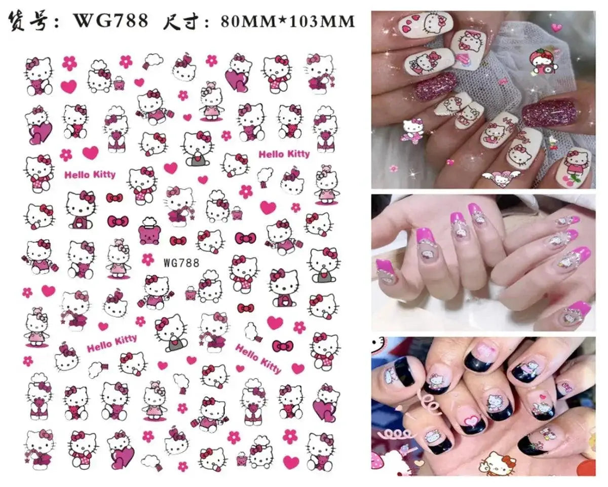 Hello Kitty Nail Sticker Set For Nail Art Cute Cartoon