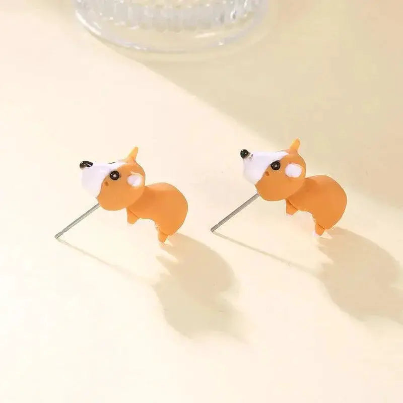 Playful Animal Clay Stud Earrings Dino Dog Whale Theme