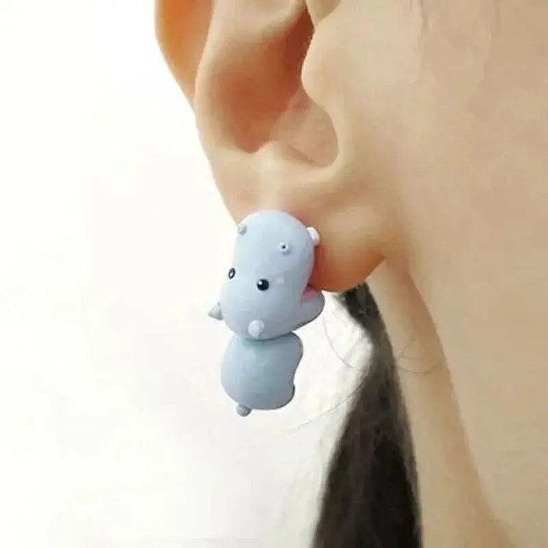 Playful Animal Clay Stud Earrings Dino Dog Whale Theme