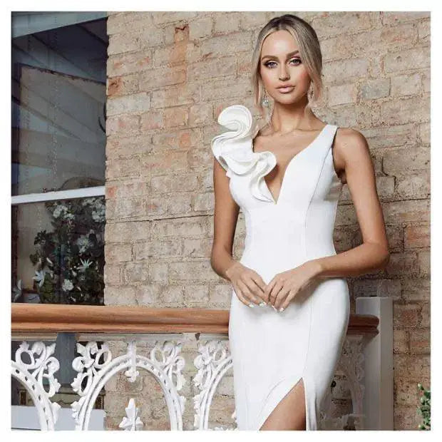 Elegant V Neck Dress Redefining Elegance Chic Split Strap