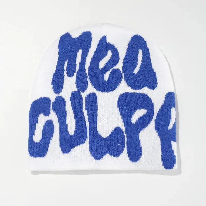 Knit Beanie Hat Stylish Y2K Paragraph Print Warm Winter Cap