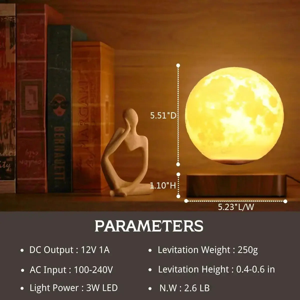 Levitating Moon Lamp With Color Changing LED Lights