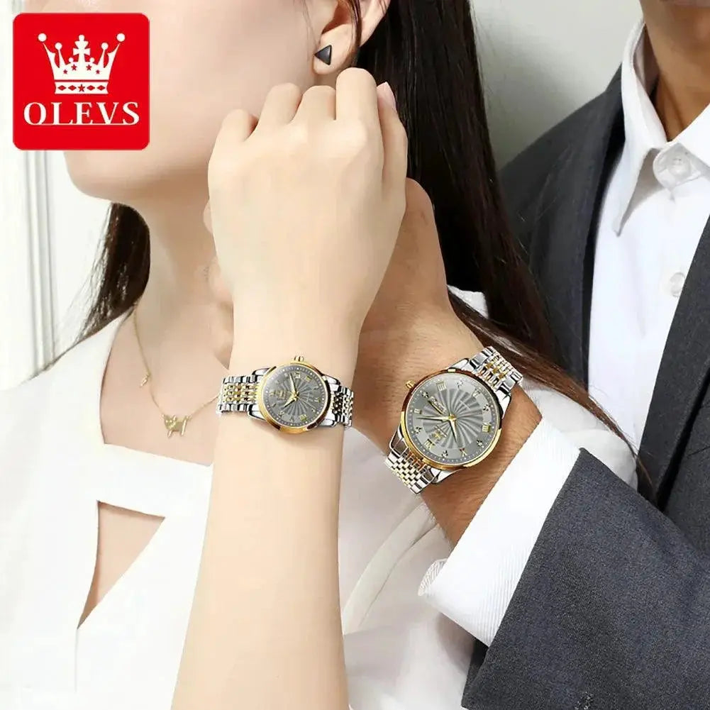 Olevs Couple Watches Waterproof Timepieces For Couples