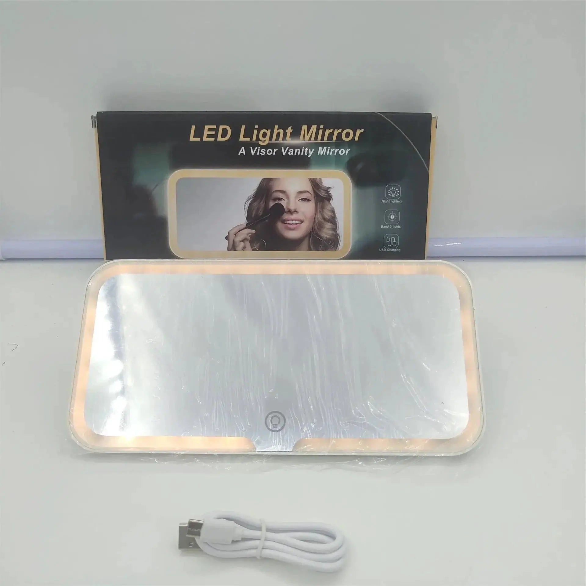 LED Visor Mirror With Touch Sensor Lighting For Makeup