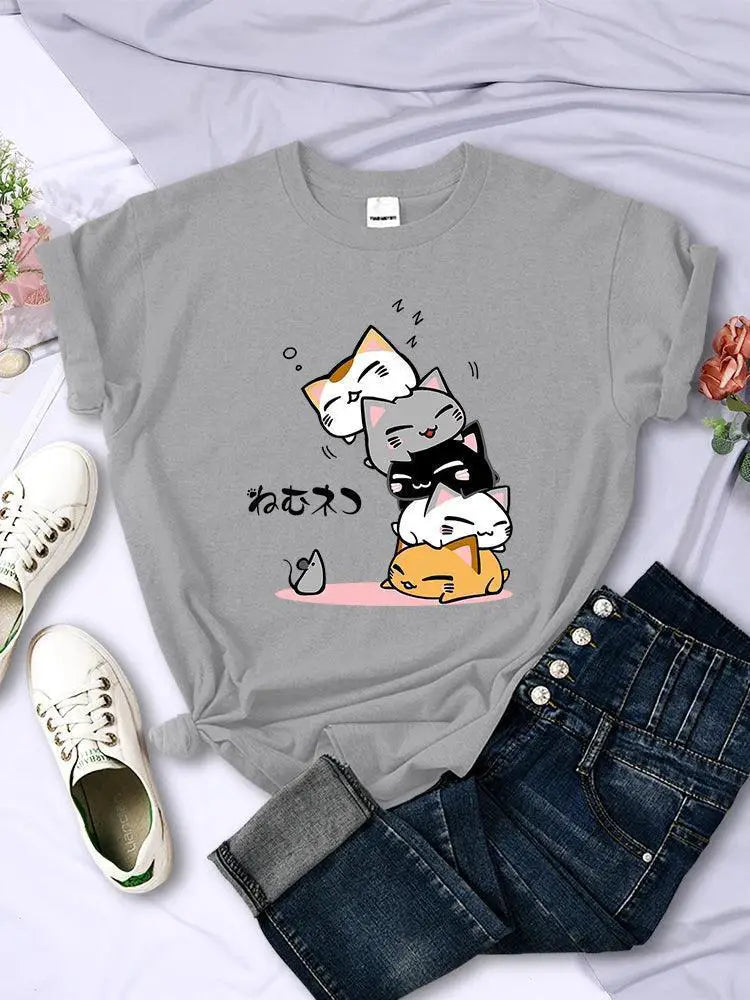Cat Lovers T Shirt Comfort Sleeping Cats — product view 13