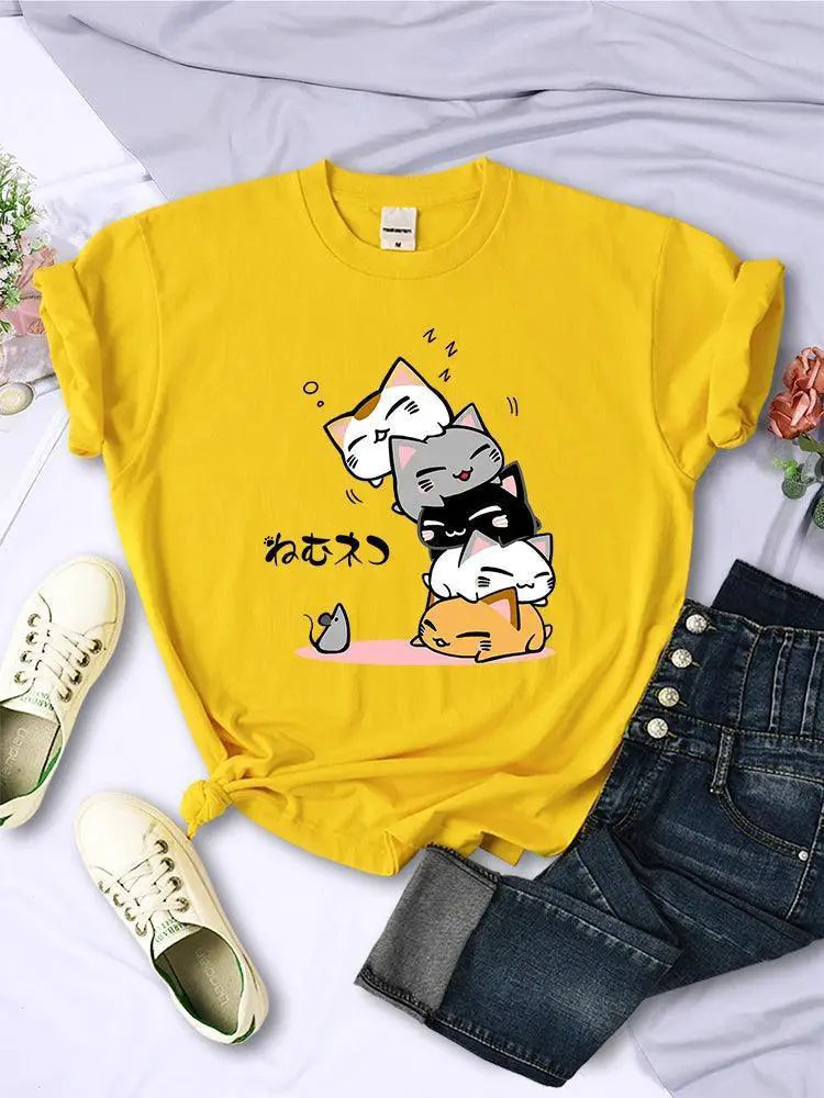 Cat Lovers T Shirt Comfort Sleeping Cats — product view 14