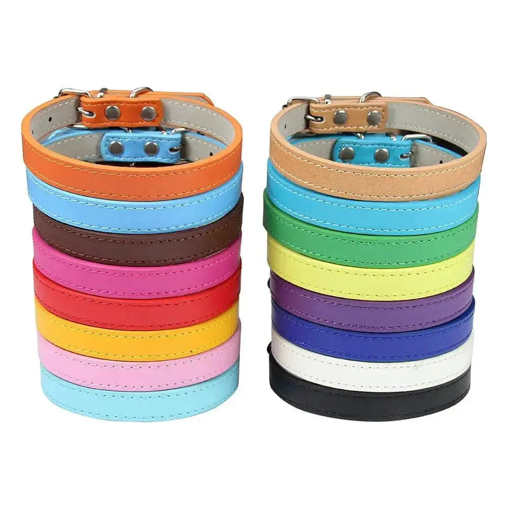 Luxury Leather Pet Collar Adjustable For Dogs And Cats