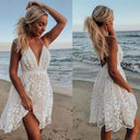 Lace Flower Backless Mini Dress For Elegant Summer Weddings