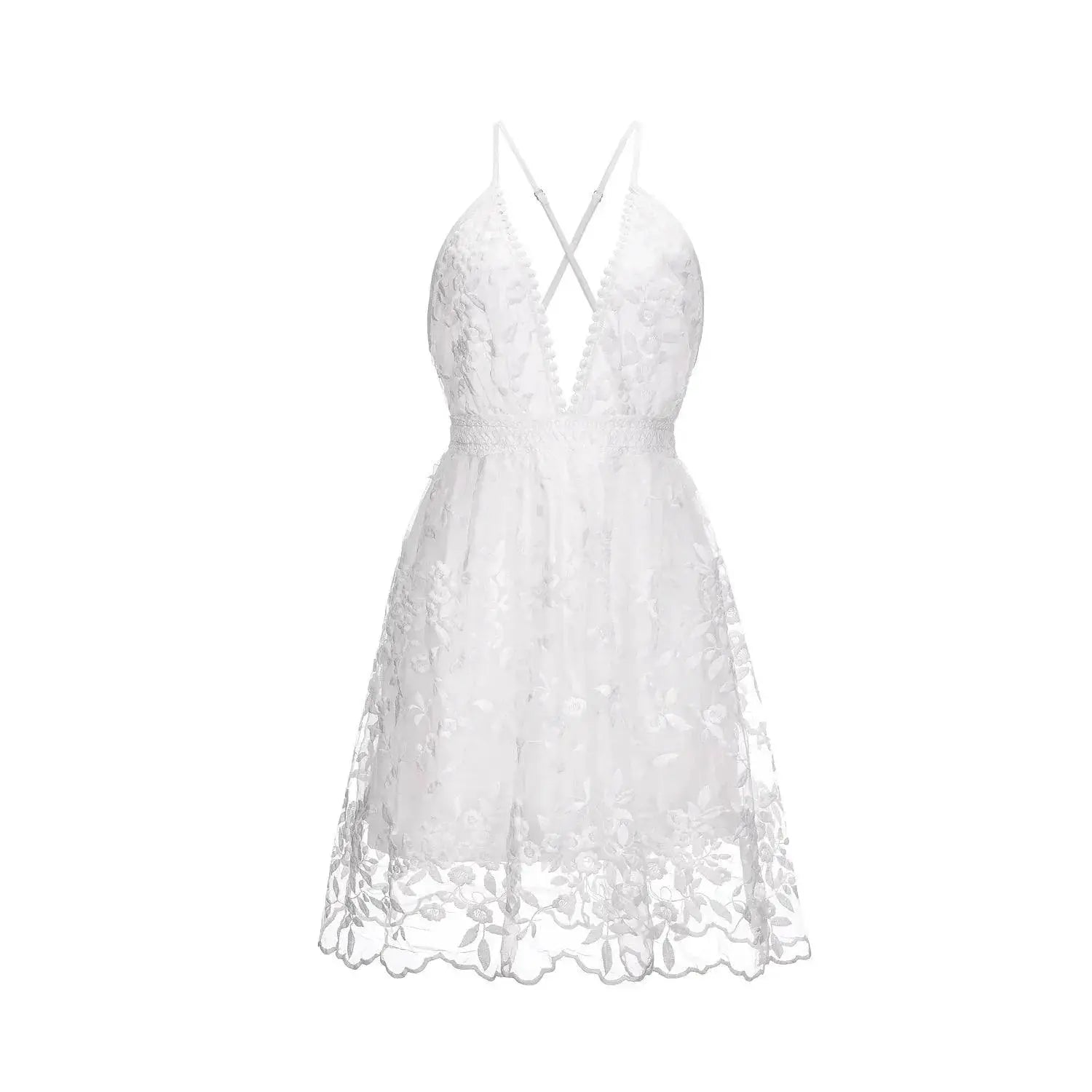 Lace Flower Backless Mini Dress For Elegant Summer Weddings