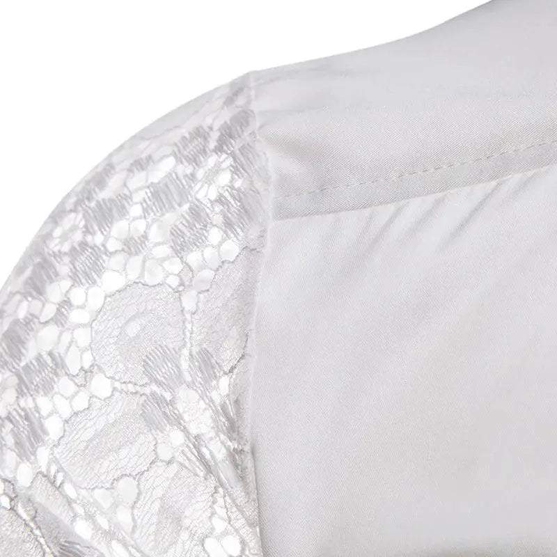 Sheer Mesh Floral Embroidered Men's Party Shirt Clubwear