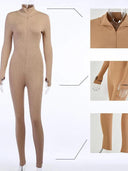 Street Chic Ribbed Jumpsuit With Trendy Letter Embroidery