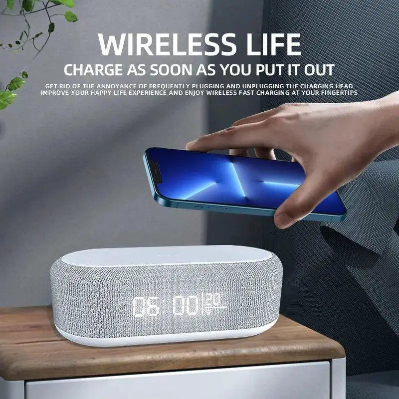 Wireless Charging Alarm Clock With LED Light Hub Thermometer