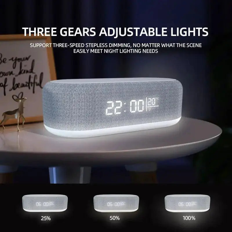 Wireless Charging Alarm Clock With LED Light Hub Thermometer