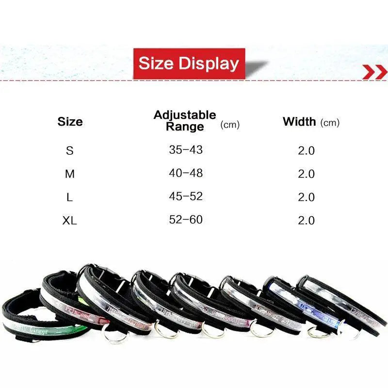 LED Light Up Nylon Pet Collar For Safe Outdoor Walks