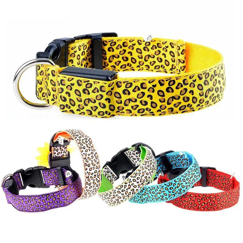 Leopard LED Dog Collar Night Safety And Visibility