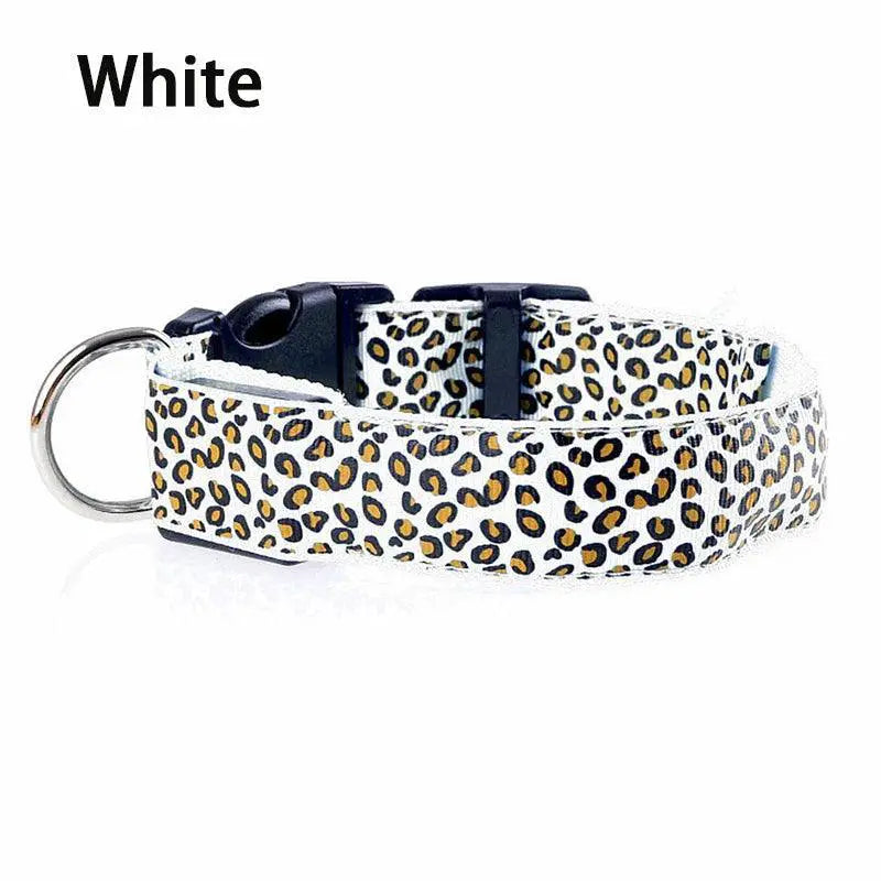 Leopard LED Dog Collar Night Safety And Visibility