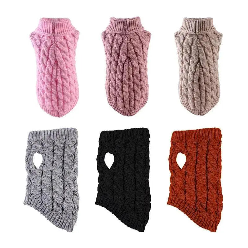 Winter Pet Sweater High Collar Solid Color XS To XL