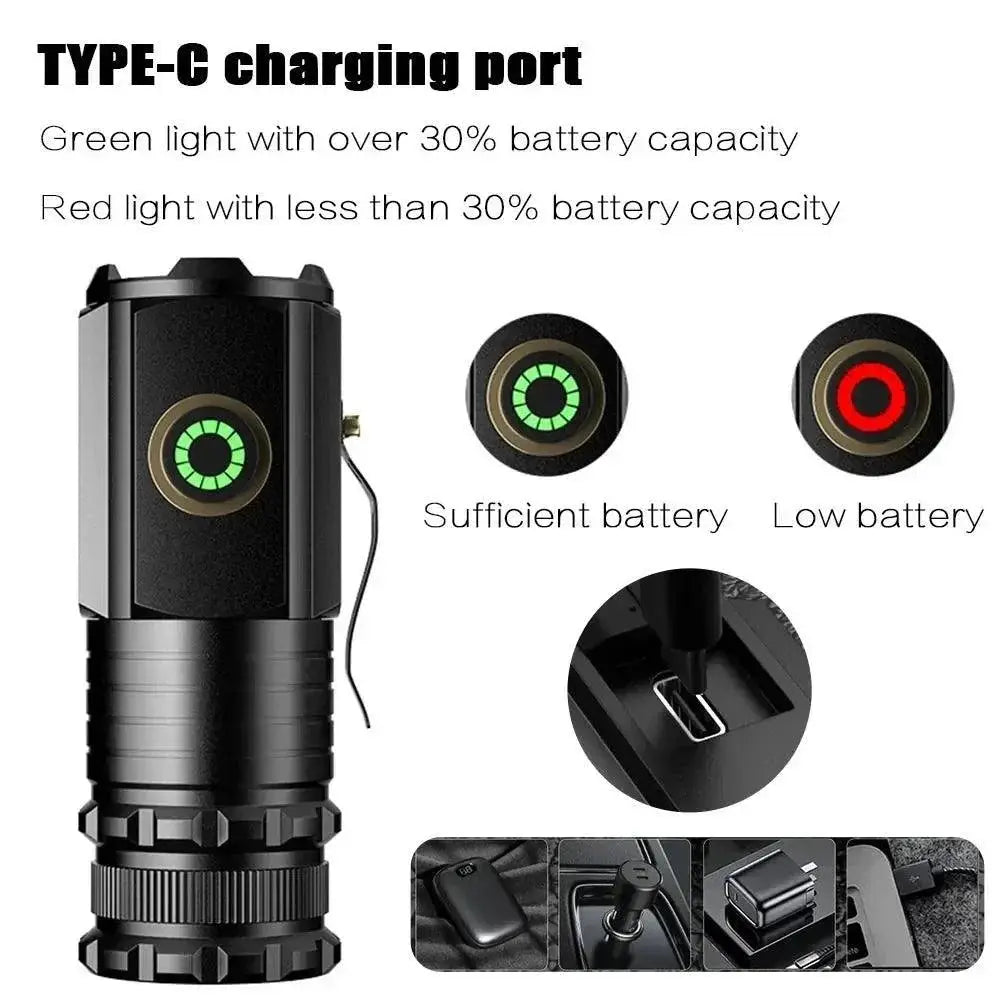 Mini EDC USB Rechargeable LED Flashlight Torch Compact