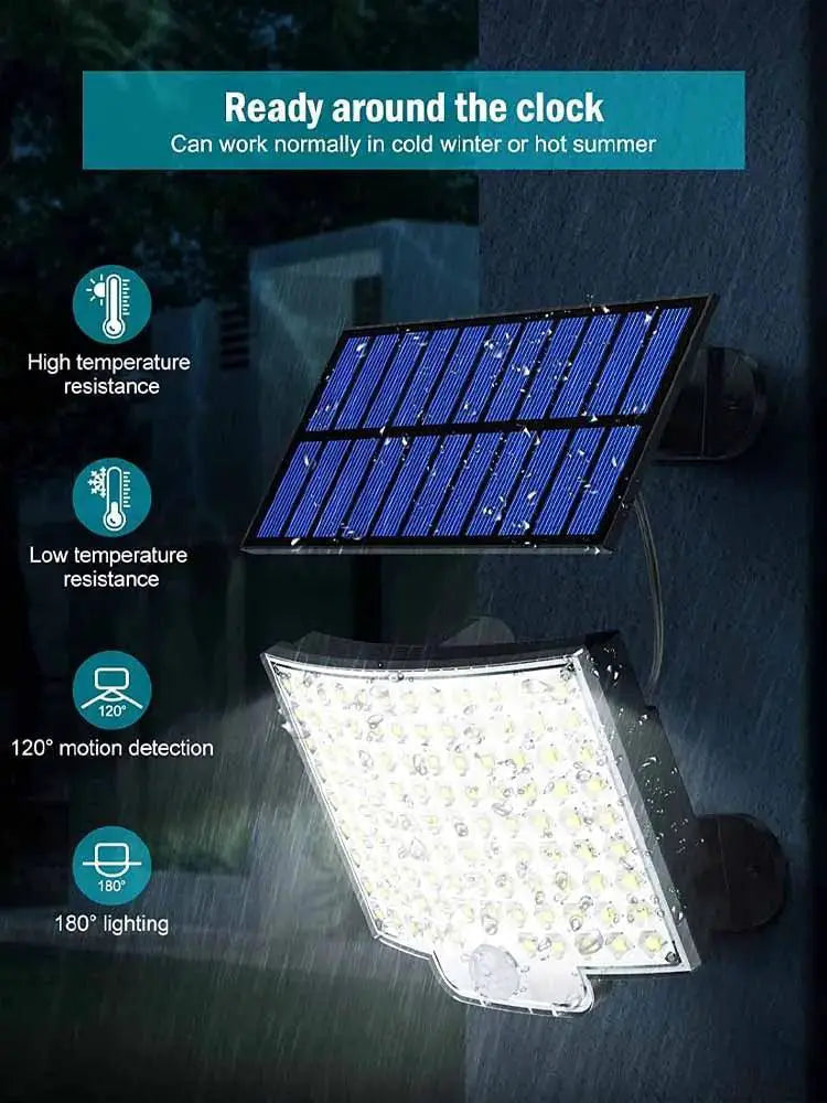 Solar Powered LED Floodlight Remote Control Outdoor Lighting