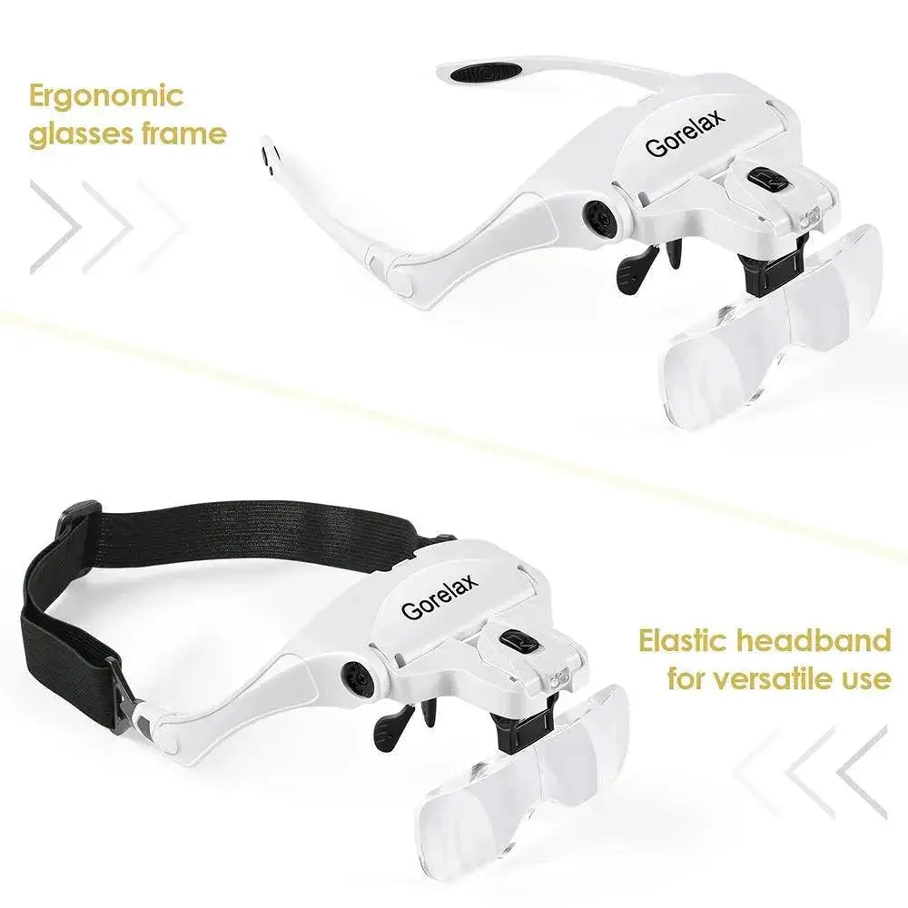 LED Magnifier Glasses Set For Reading Repair And Crafts
