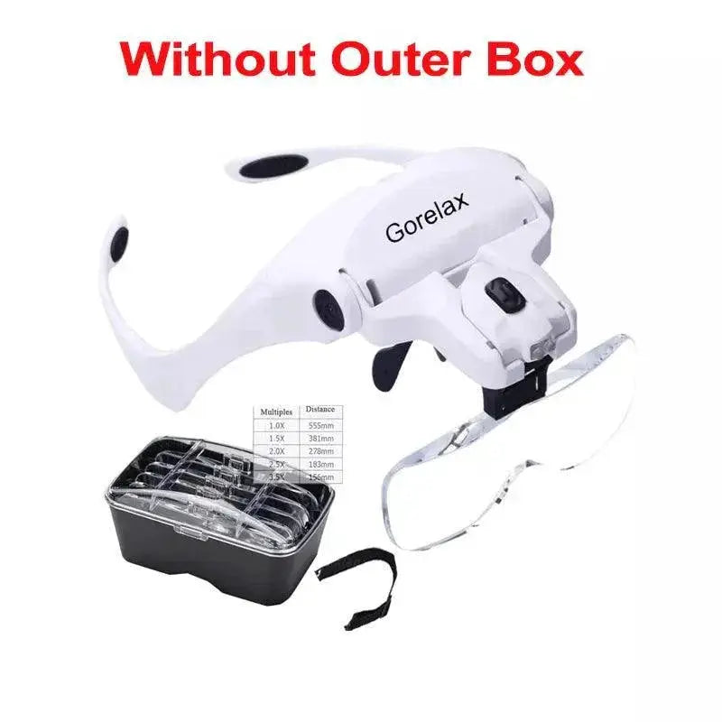 LED Magnifier Glasses Set For Reading Repair And Crafts