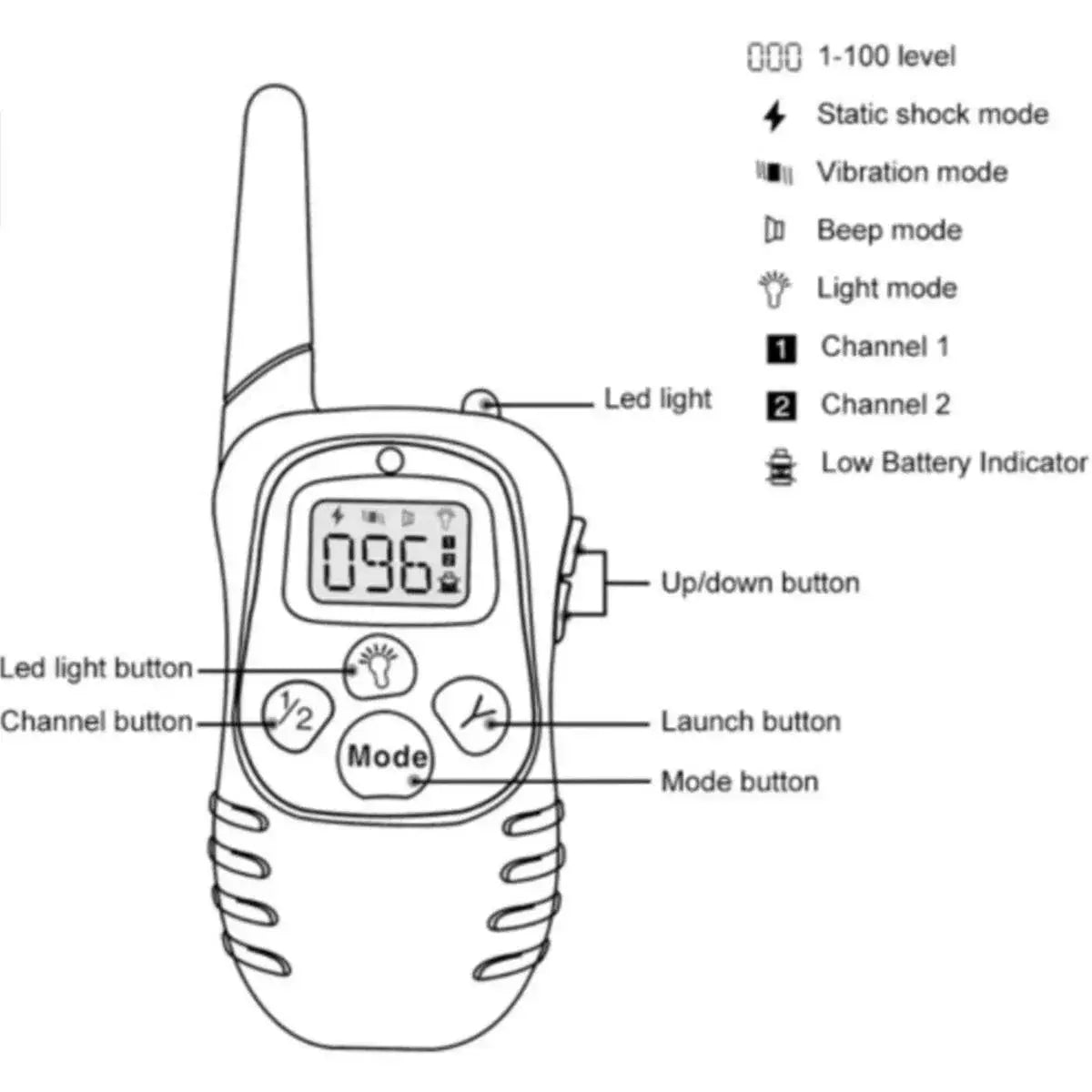 Pet Dog Anti Bark Training Collar With LCD Display