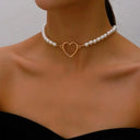 Elegant Black Ribbon Pearl Necklace