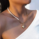 Elegant Black Ribbon Pearl Necklace