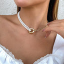 Elegant Black Ribbon Pearl Necklace