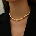 Elegant Black Ribbon Pearl Necklace