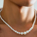 Elegant Black Ribbon Pearl Necklace