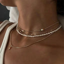 Elegant Black Ribbon Pearl Necklace
