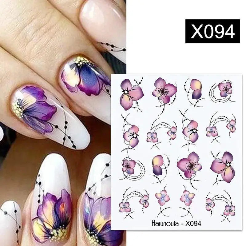 Lavender Spring Flower Nail Art Decals DIY Floral Transfers