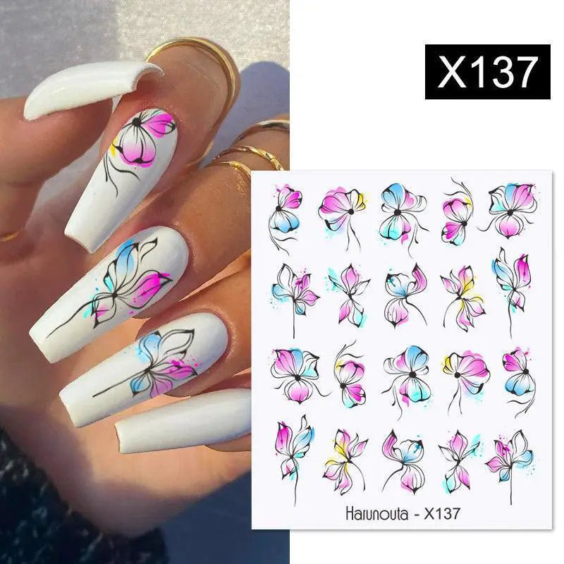 Lavender Spring Flower Nail Art Decals DIY Floral Transfers