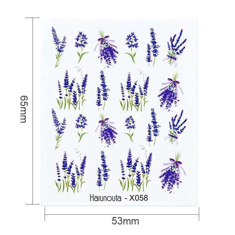 Lavender Spring Flower Nail Art Decals DIY Floral Transfers
