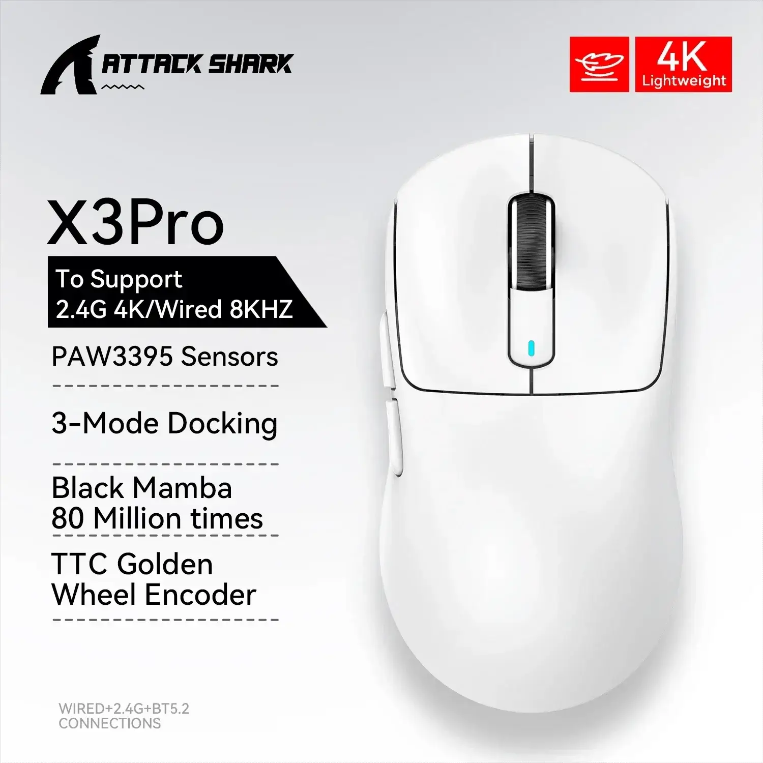 X3 PixArt Bluetooth Gaming Mouse Precision for Pro Gamers
