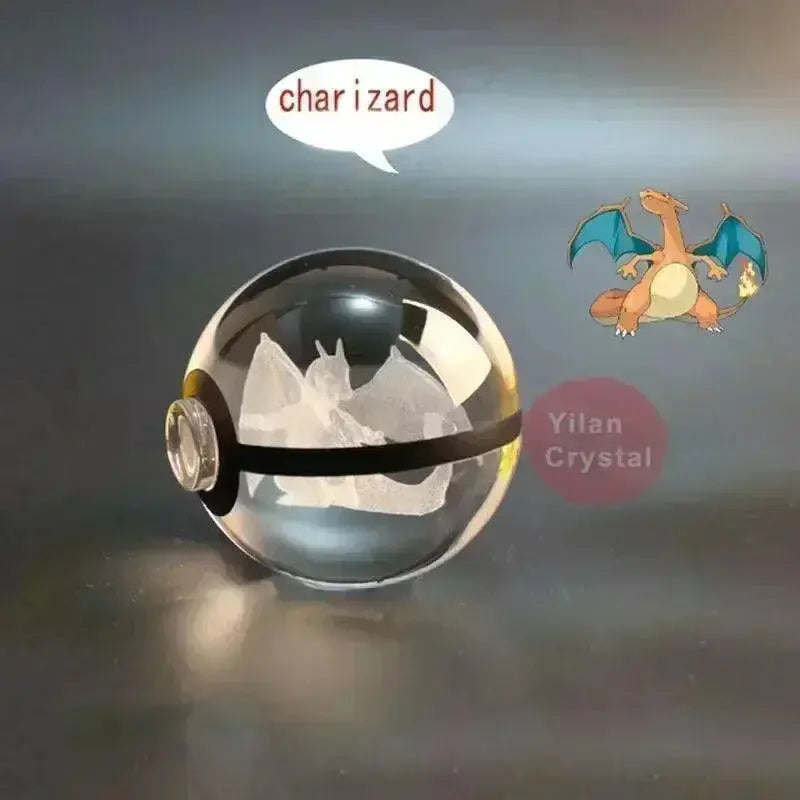 Pokemon Crystal Ball 3D Toys with LED Light Base Collectible
