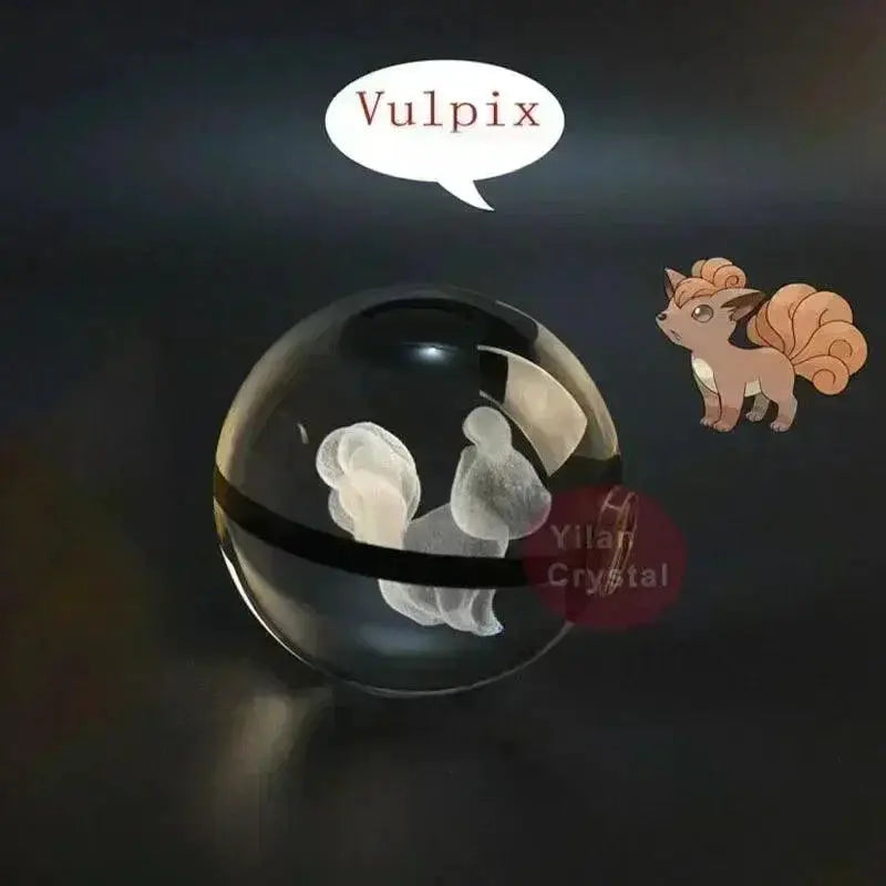 Pokemon Crystal Ball 3D Toys with LED Light Base Collectible