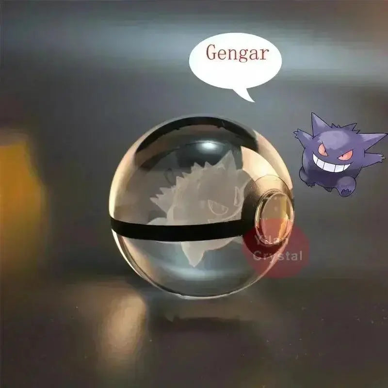 Pokemon Crystal Ball 3D Toys with LED Light Base Collectible