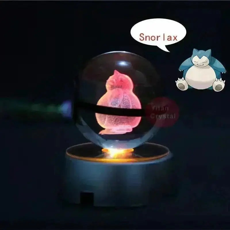 Pokemon Crystal Ball 3D Toys with LED Light Base Collectible