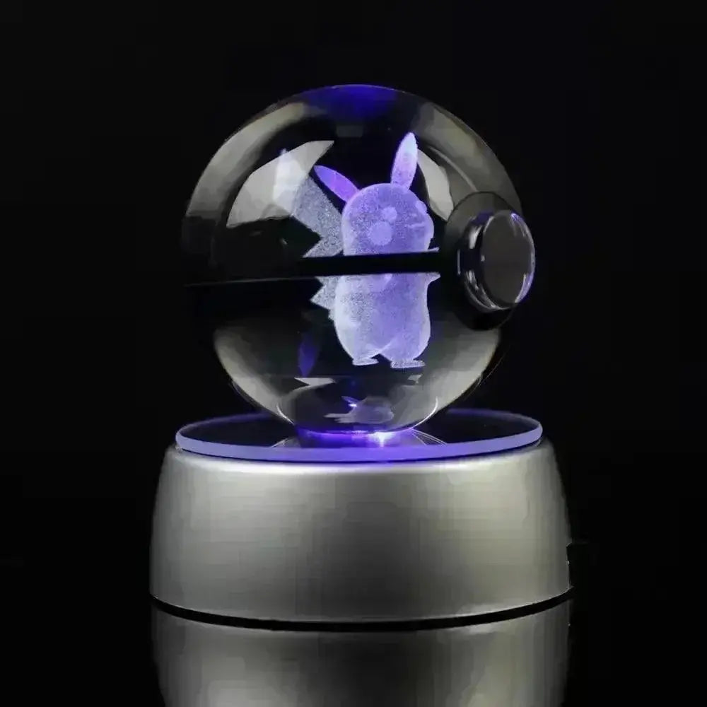 Pokemon Crystal Ball 3D Toys with LED Light Base Collectible