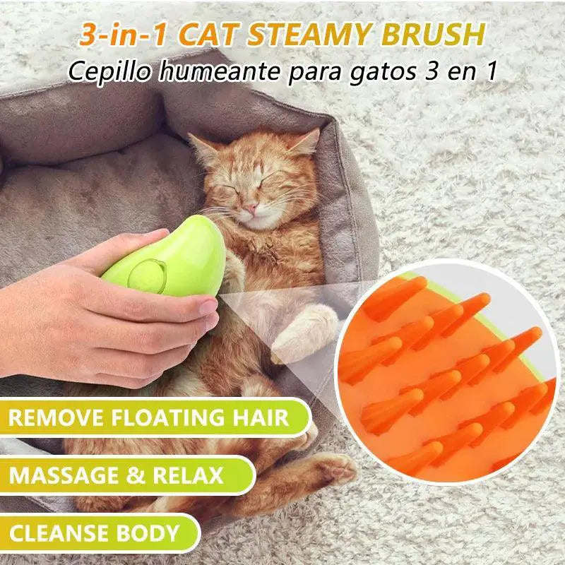 Cat Steamy Electric Spray Grooming Brush For Cats Deluxe