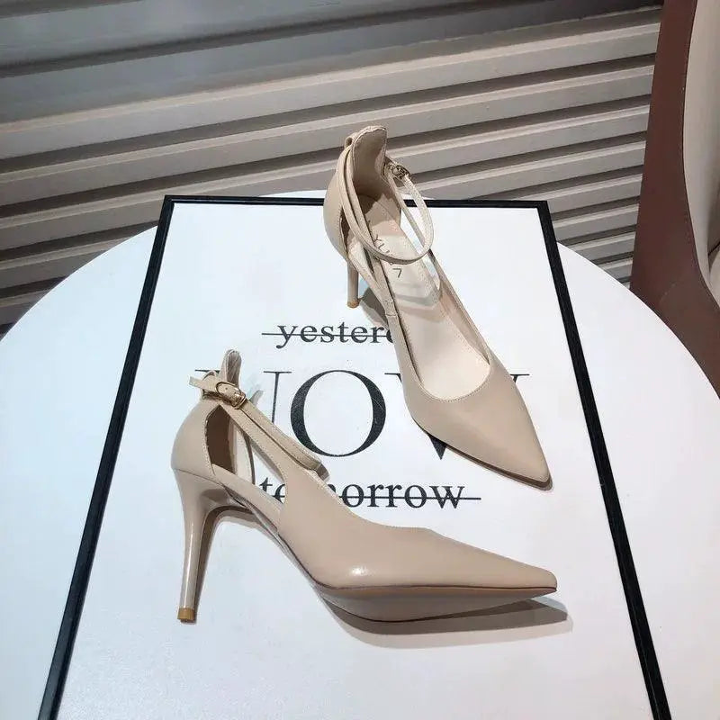 Buckle Hollow High Heel Shoes European Charm And Style