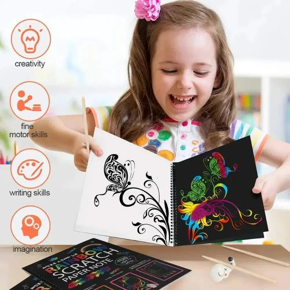 Rainbow Scratch Paper Set Creative Arts Kit For Kids