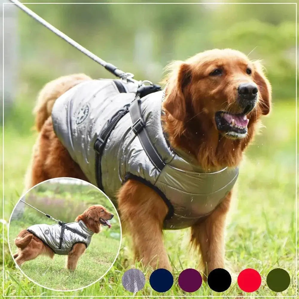 Winter Dog Jacket With Harness Waterproof Reflective Cozy