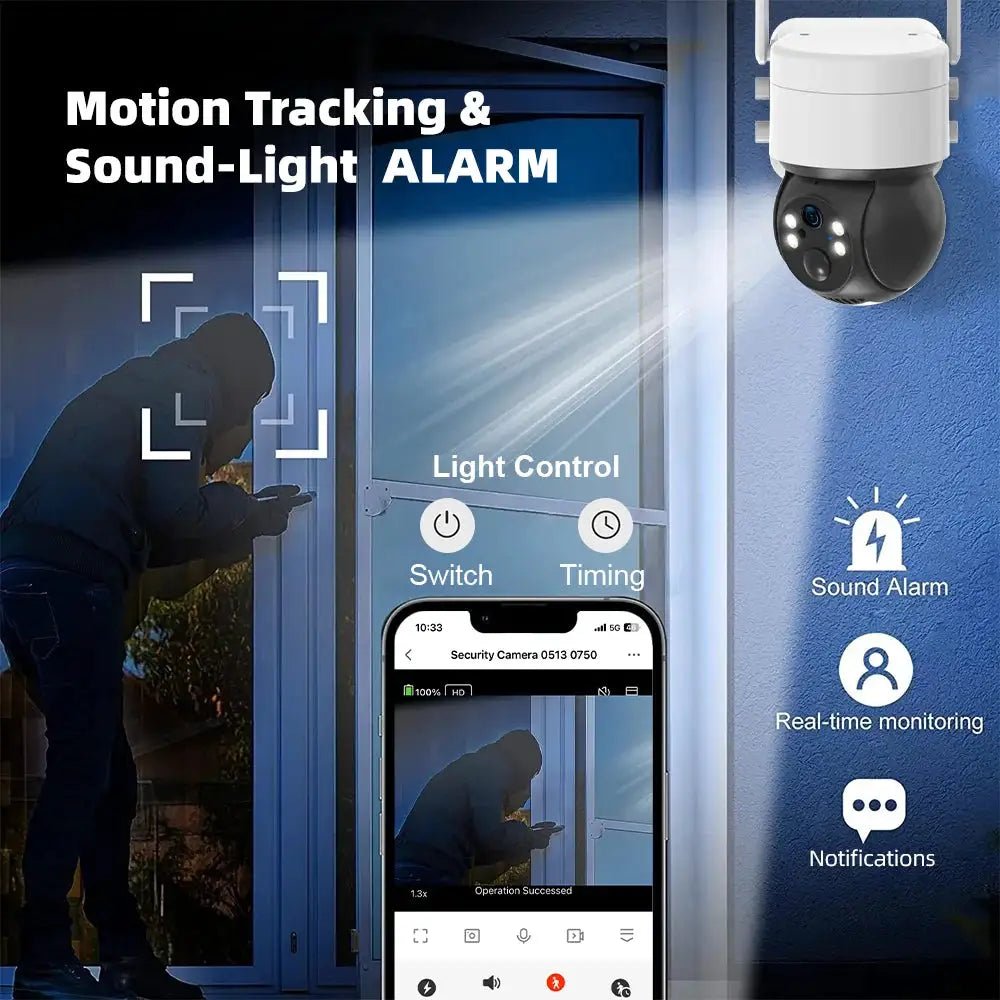 OurLum Tuya SmartLife Solar 4G PTZ CCTV Camera 3MP Battery Outdoor Security Pro