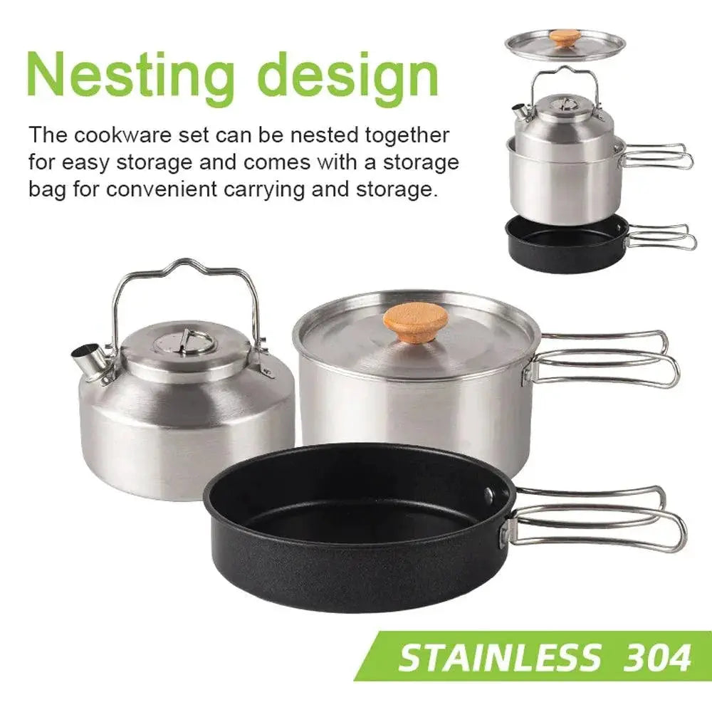 Outdoor Portable Camping Cookware Set Stainless Steel